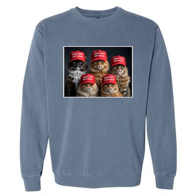 Donald Trump Make Cats Safe Again Red Hat 2024 Debate Funny Garment-Dyed Sweatshirt