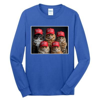 Donald Trump Make Cats Safe Again Red Hat 2024 Debate Funny Tall Long Sleeve T-Shirt