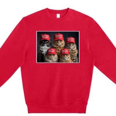 Donald Trump Make Cats Safe Again Red Hat 2024 Debate Funny Premium Crewneck Sweatshirt