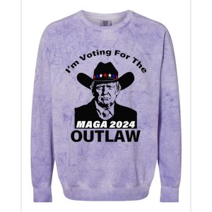 Donald Trump Maga IM Voting For The Outlaw 2024 President Colorblast Crewneck Sweatshirt