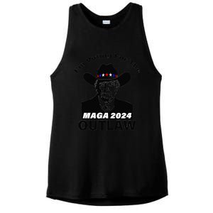 Donald Trump Maga IM Voting For The Outlaw 2024 President Ladies PosiCharge Tri-Blend Wicking Tank