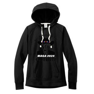 Donald Trump Maga IM Voting For The Outlaw 2024 President Women's Fleece Hoodie