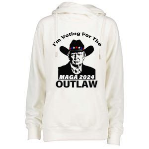 Donald Trump Maga IM Voting For The Outlaw 2024 President Womens Funnel Neck Pullover Hood