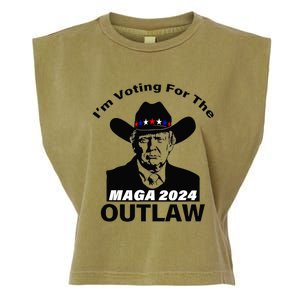 Donald Trump Maga IM Voting For The Outlaw 2024 President Garment-Dyed Women's Muscle Tee