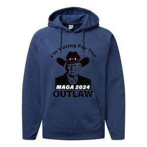 Donald Trump Maga IM Voting For The Outlaw 2024 President Performance Fleece Hoodie