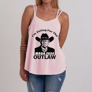 Donald Trump Maga IM Voting For The Outlaw 2024 President Women's Strappy Tank