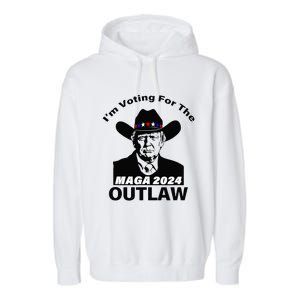 Donald Trump Maga IM Voting For The Outlaw 2024 President Garment-Dyed Fleece Hoodie