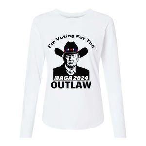 Donald Trump Maga IM Voting For The Outlaw 2024 President Womens Cotton Relaxed Long Sleeve T-Shirt