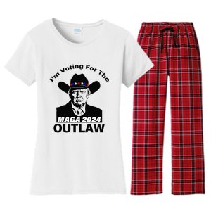 Donald Trump Maga IM Voting For The Outlaw 2024 President Women's Flannel Pajama Set