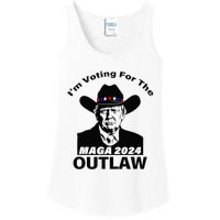 Donald Trump Maga IM Voting For The Outlaw 2024 President Ladies Essential Tank