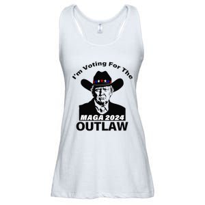 Donald Trump Maga IM Voting For The Outlaw 2024 President Ladies Essential Flowy Tank