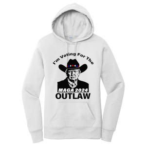 Donald Trump Maga IM Voting For The Outlaw 2024 President Women's Pullover Hoodie