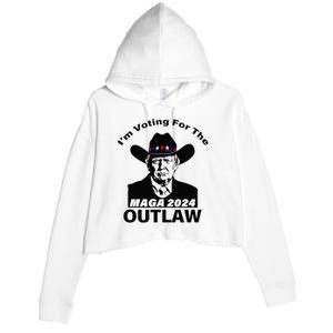 Donald Trump Maga IM Voting For The Outlaw 2024 President Crop Fleece Hoodie