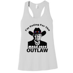 Donald Trump Maga IM Voting For The Outlaw 2024 President Women's Racerback Tank