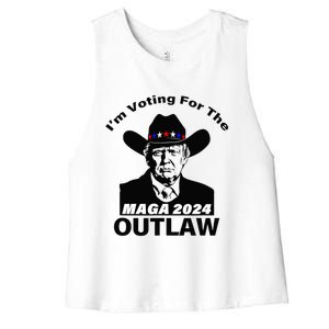 Donald Trump Maga IM Voting For The Outlaw 2024 President Women's Racerback Cropped Tank