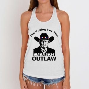 Donald Trump Maga IM Voting For The Outlaw 2024 President Women's Knotted Racerback Tank