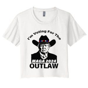 Donald Trump Maga IM Voting For The Outlaw 2024 President Women's Crop Top Tee