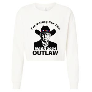 Donald Trump Maga IM Voting For The Outlaw 2024 President Cropped Pullover Crew