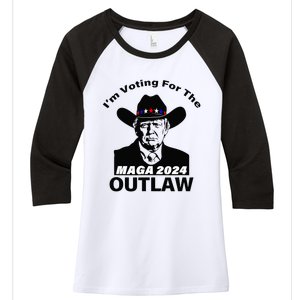 Donald Trump Maga IM Voting For The Outlaw 2024 President Women's Tri-Blend 3/4-Sleeve Raglan Shirt