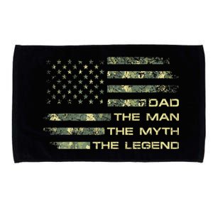 Dad The Man The Myth The Legend Fathers Day Camo US Flag Microfiber Hand Towel