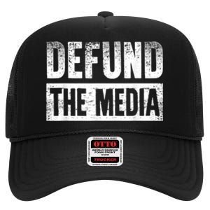 Defund The Media High Crown Mesh Back Trucker Hat