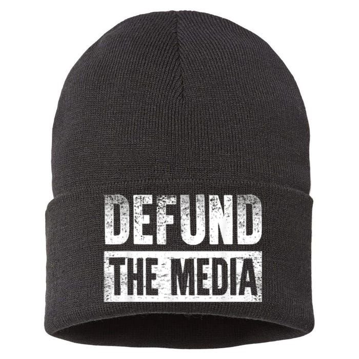 Defund The Media Sustainable Knit Beanie