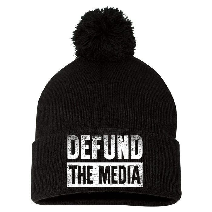 Defund The Media Pom Pom 12in Knit Beanie