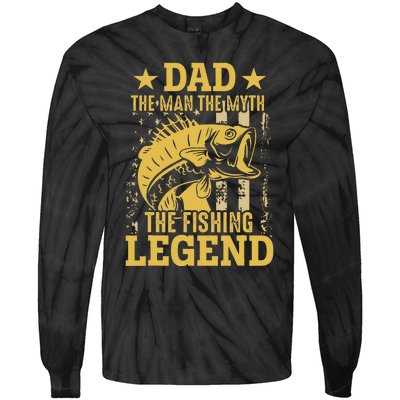 Dad The Man The Myth The Fishing Legend Tie-Dye Long Sleeve Shirt