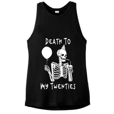 Death To My Twenties Funny R I P 20s 30th Birthday Skeleton Ladies PosiCharge Tri-Blend Wicking Tank