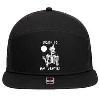 Death To My Twenties Funny R I P 20s 30th Birthday Skeleton 7 Panel Mesh Trucker Snapback Hat