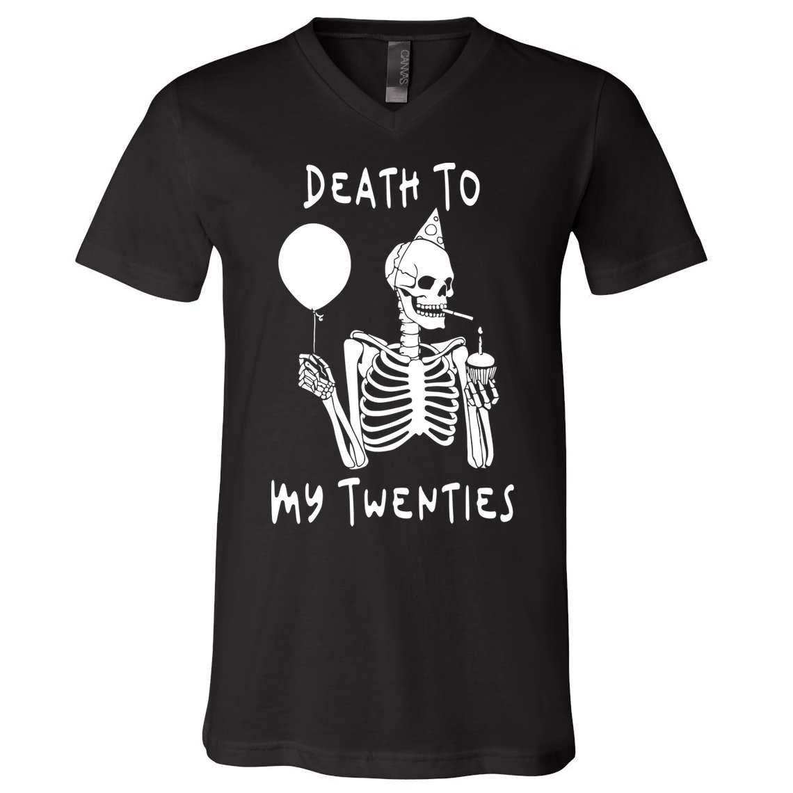 Death To My Twenties Funny R I P 20s 30th Birthday Skeleton V-Neck T-Shirt