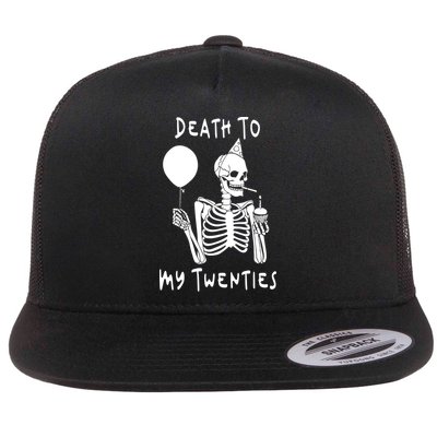 Death To My Twenties Funny R I P 20s 30th Birthday Skeleton Flatbill Hat