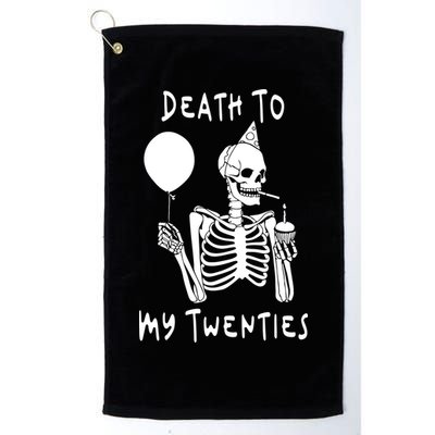 Death To My Twenties Funny R I P 20s 30th Birthday Skeleton Golf Towel