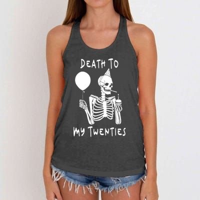 Death To My Twenties Funny R I P 20s 30th Birthday Skeleton Women's Knotted Racerback Tank