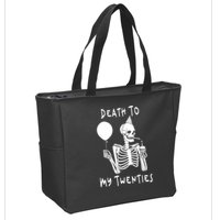 Death To My Twenties Funny R I P 20s 30th Birthday Skeleton Zip Tote Bag