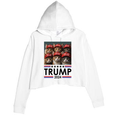 Donald Trump Make Cats Safe Again 2024 Debate Funny Crop Fleece Hoodie