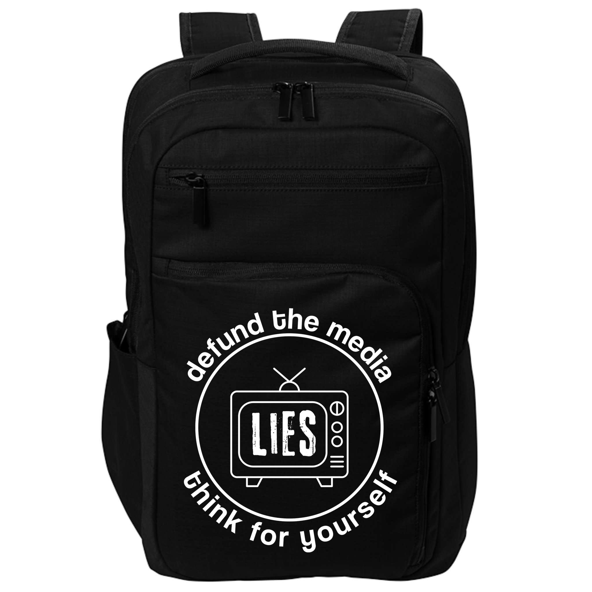Defund The Media Anti Censorship MAGA Conservative Impact Tech Backpack