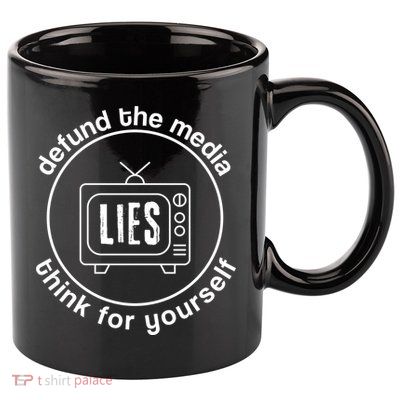Defund The Media Anti Censorship MAGA Conservative 11oz C Handle Ceramic Mug