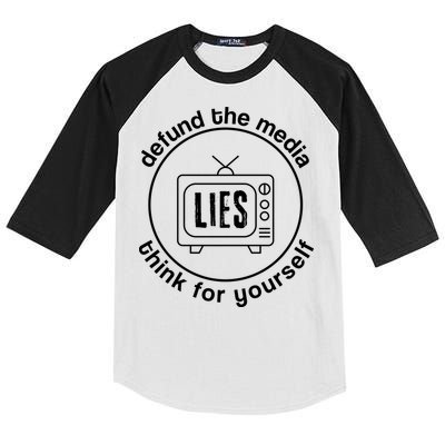 Defund The Media Anti Censorship MAGA Conservative Kids Colorblock Raglan Jersey