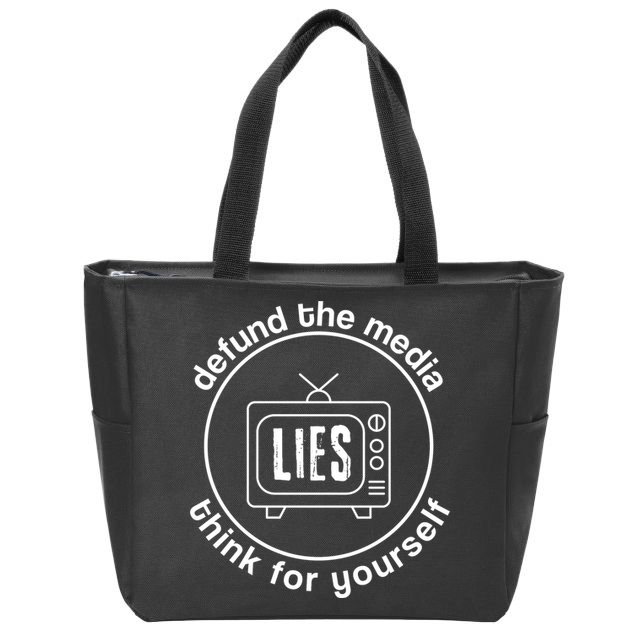 Defund The Media Anti Censorship MAGA Conservative Zip Tote Bag