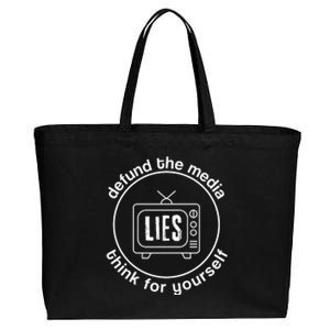 Defund The Media Anti Censorship MAGA Conservative Cotton Canvas Jumbo Tote