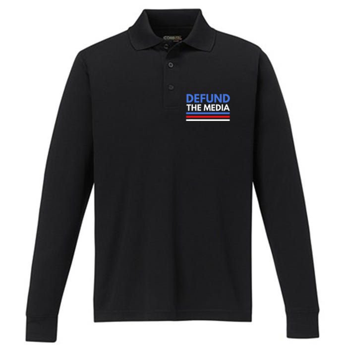 Defund The Media Funny Media Election Humor Performance Long Sleeve Polo