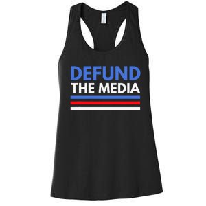 Defund The Media Funny Media Election Humor Women's Racerback Tank