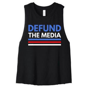 Defund The Media Funny Media Election Humor Women's Racerback Cropped Tank