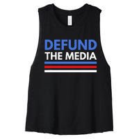 Defund The Media Funny Media Election Humor Women's Racerback Cropped Tank