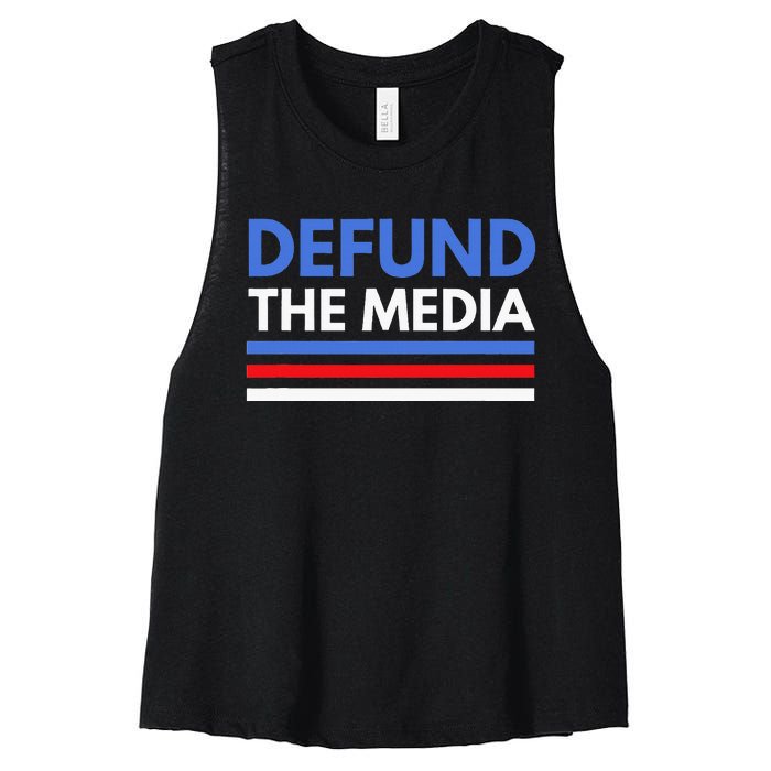 Defund The Media Funny Media Election Humor Women's Racerback Cropped Tank