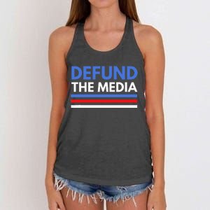 Defund The Media Funny Media Election Humor Women's Knotted Racerback Tank