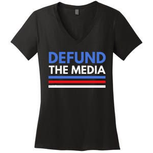 Defund The Media Funny Media Election Humor Women's V-Neck T-Shirt