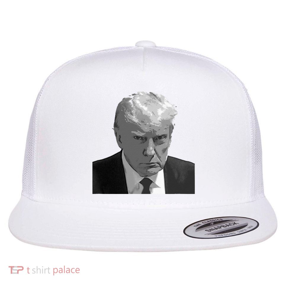 DONALD TRUMP MUG SHOT Flat Bill Trucker Hat