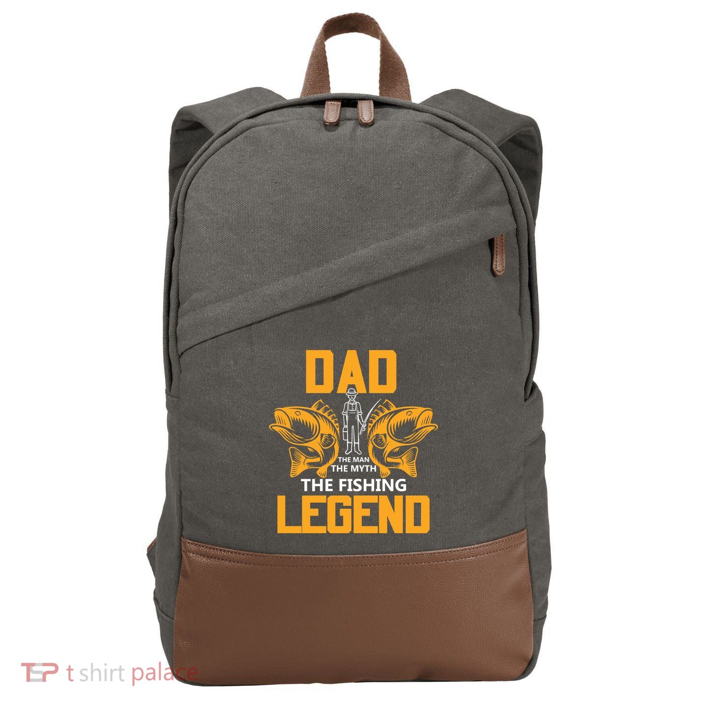 Dad The Man Myth The Fishing Legend Cotton Canvas Backpack